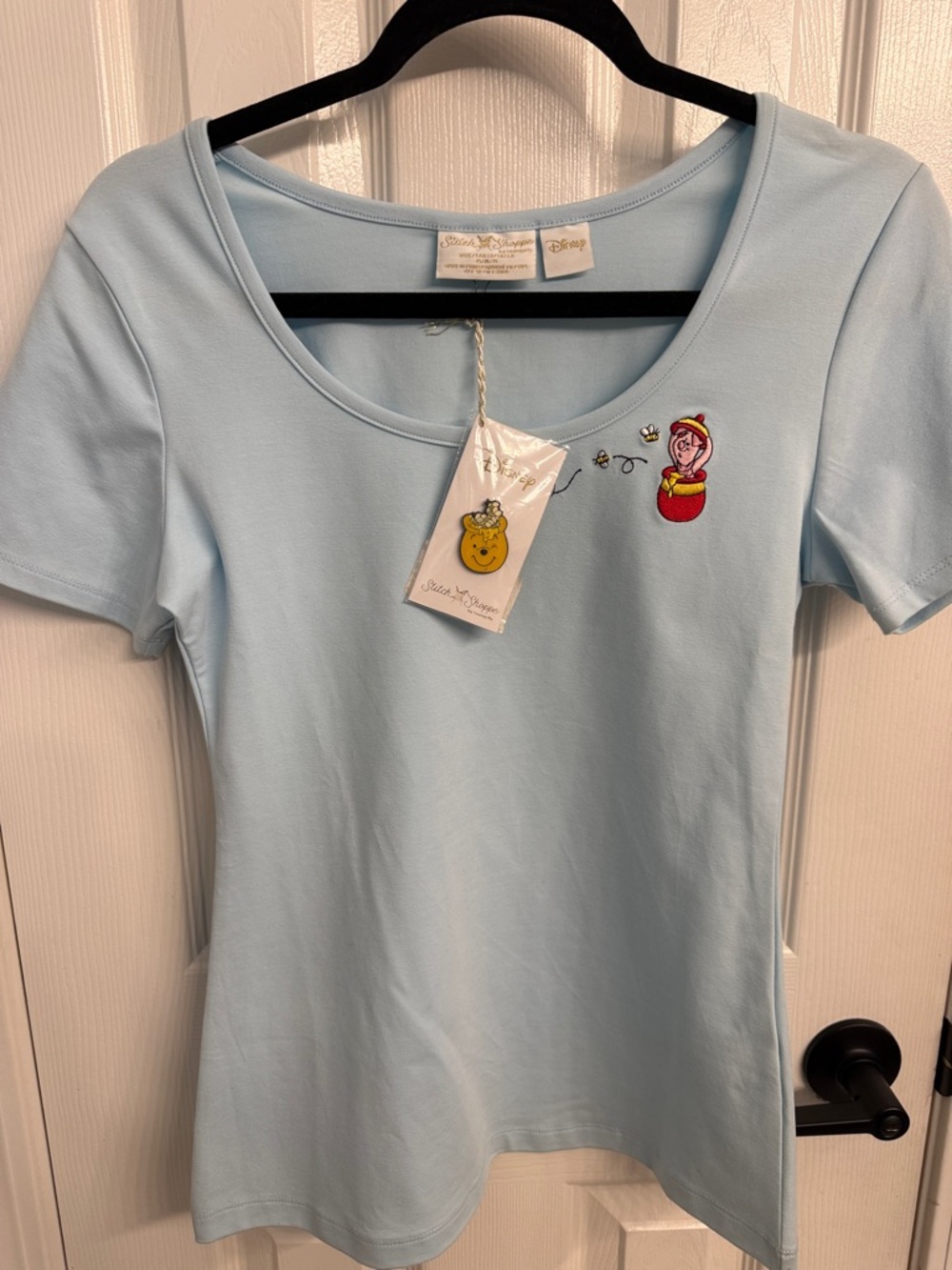 Stitch Shoppe by Loungefly Pale Blue Tee with Embroidered Winnie The Pooh